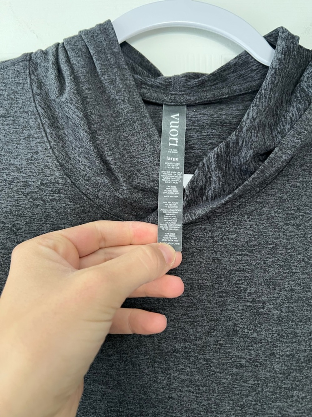Vuori Men’s Charcoal Heather Hooded Top - Large